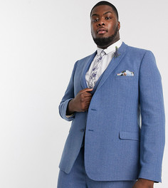 Супероблегающий пиджак василькового цвета из ткани с добавлением шерсти ASOS DESIGN Plus wedding-Синий