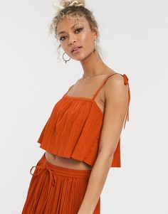 Топ от комплекта из жатой ткани с квадратным вырезом ASOS DESIGN-Оранжевый