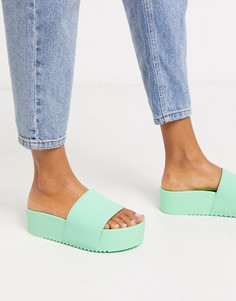 Зеленые шлепанцы на платформе ASOS DESIGN-Зеленый