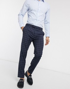 Темно-синие узкие брюки в клетку River Island-Темно-синий
