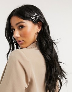 Заколки для волос со стразами Miss Selfridge Love-Серебряный