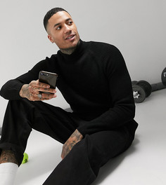 Черный джемпер в рубчик с рукавами реглан ASOS DESIGN Tall