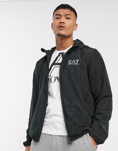 Черная куртка с капюшоном и логотипом Armani EA7-Черный