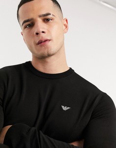 Черный трикотажный джемпер с маленьким логотипом Emporio Armani