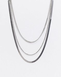 Ярусное ожерелье ASOS DESIGN-Серебряный