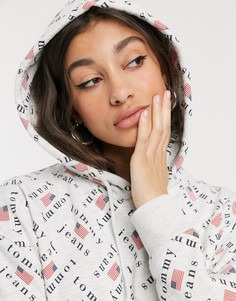 Худи серого цвета со сплошным принтом "tommy" Tommy Jeans-Мульти