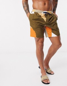 Шорты для плавания средней длины с абстрактным принтом ASOS DESIGN-Мульти