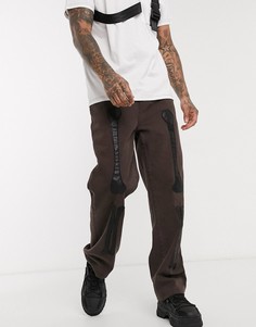 Широкие коричневые джинсы с аппликациями костей из искусственной кожи Jaded London-Коричневый