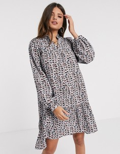 Голубое свободное платье с абстрактным принтом Vero Moda-Мульти