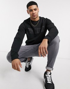 Свитшот с круглым вырезом и логотипом Calvin Klein-Черный
