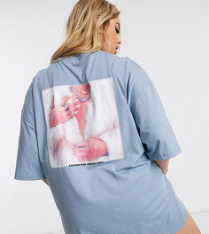 Платье-футболка в стиле oversized с принтом Public Desire Curve-Синий
