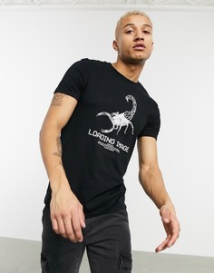 Черная футболка с принтом скорпиона Bershka Join Life-Черный