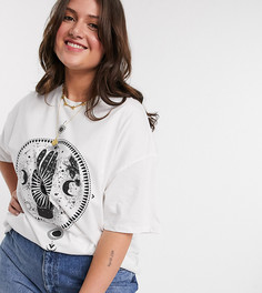 Oversized-футболка с принтом ASOS DESIGN Curve-Белый