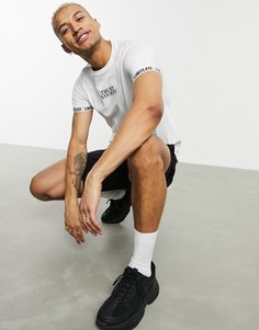 Белая футболка с эластичными манжетами Bershka-Белый