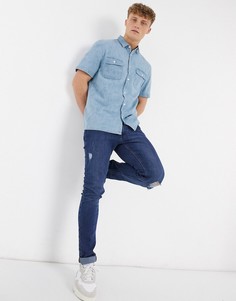 Синяя джинсовая рубашка Burton Menswear-Синий