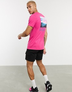 Розовая футболка с принтом Bershka-Розовый