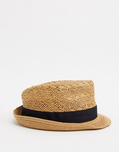 Светло-коричневая соломенная шляпа Burton Menswear-Светло-коричневый