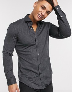 Приталенная рубашка с длинными рукавами BOSS-Серый
