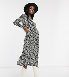 Ярусное платье миди с принтом Topshop Maternity-Мульти