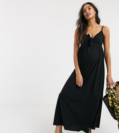 Черный сарафан макси на бретельках с завязкой ASOS DESIGN Maternity