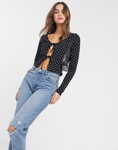 Топ в горошек с завязками ASOS DESIGN-Мульти