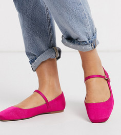 Розовые балетки для широкой стопы с ремешком ASOS DESIGN-Розовый