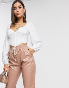 Белый лонгслив в корсетном стиле ASOS DESIGN