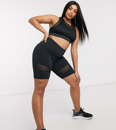 Спортивный бюстгальтер с сетчатой отделкой ASOS 4505 Curve-Черный