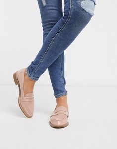 Бежевые лакированные лоферы ASOS DESIGN-Бежевый
