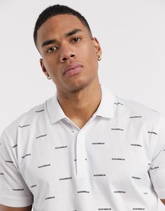 Белое поло со сплошным принтом логотипа HUGO-Белый