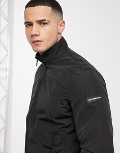 Черная куртка Харрингтон с логотипом на рукаве Emporio Armani-Черный