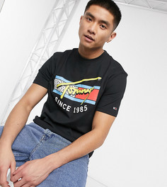 Черная футболка с фирменным принтом на груди Tommy Jeans эксклюзивно для ASOS-Черный