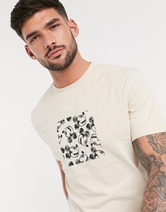 Футболка с принтом Микки Мауса и отворотами на рукавах ASOS DESIGN Disney-Бежевый