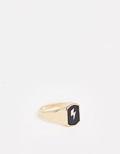 Золотистое кольцо-печатка с молнией ASOS DESIGN-Золотой
