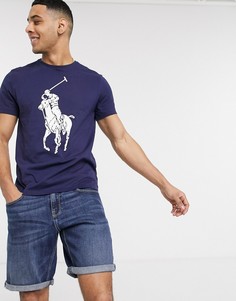 Темно-синяя футболка с большим логотипом Polo Ralph Lauren-Темно-синий
