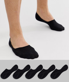Набор из 5 пар черных носков-невидимок New Look-Черный