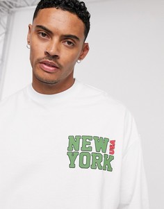Белая футболка oversized с принтом ASOS DESIGN-Белый