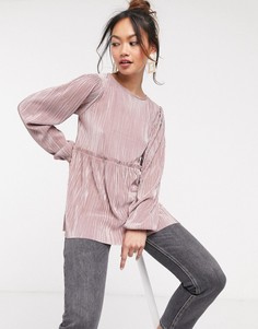 Пыльно-розовый плиссированный топ ASOS DESIGN