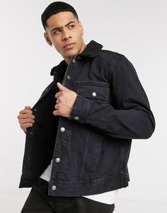 Черная куртка с воротником "борг" Topman-Черный