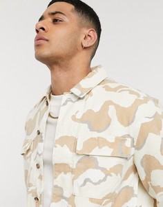 Рубашка навыпуск с длинными рукавами и камуфляжным принтом Topman-Мульти
