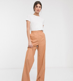 Льняные брюки ASOS DESIGN Tall-Бежевый