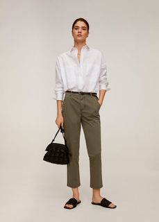 Брюки с кожаным ремнем - Chino Mango