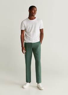 Брюки изо льна slim fit - Oyster Mango