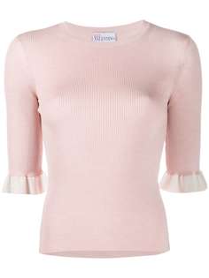 RedValentino трикотажный топ с оборками на манжетах