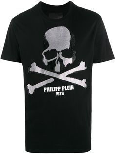 Philipp Plein футболка с декором Skull и логотипом