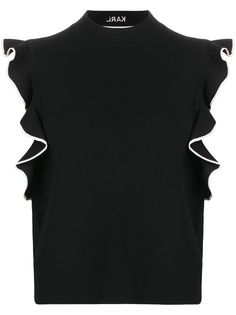 Karl Lagerfeld укороченный трикотажный топ Karl с оборками