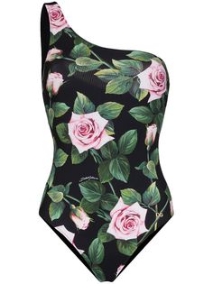Dolce & Gabbana купальник на одно плечо с цветочным принтом