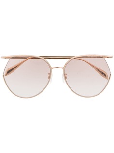 Alexander McQueen Eyewear солнцезащитные очки в массивной круглой оправе