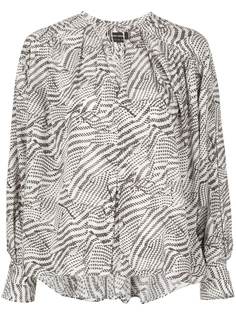 Isabel Marant блузка с абстрактным принтом и завязками на воротнике