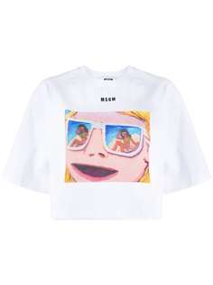 MSGM укороченная футболка с графичным принтом